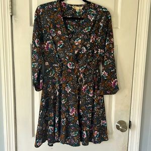 Fall Floral Wrap Dress; GENTLY worn